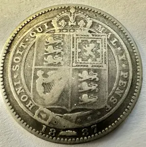 REGATUL UNIT - VICTORIA - ONE SHILLING 1887 ( ARGINT .925 ) - Img 2