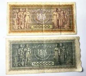 Set Bancnote Regaliste - Romania - 100.000 / 1.000.000 lei 1947 - Img 2