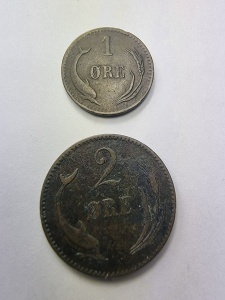 Uniunea Suedia-Norvegia – Carol al IX-lea – 1 Øre și 2 Øre 1875