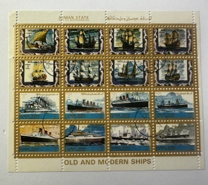 Bloc Filatelic (colita) Ajman – Old and Modern Ships