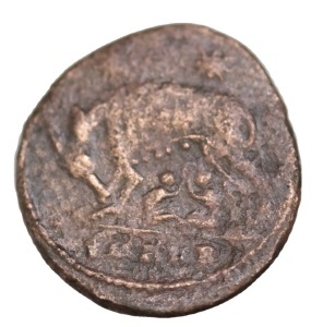 Comemorativa Roma - ROMULUS si REMUS ( 330-334 AD ) - Moneda Antica Romana - Img 2