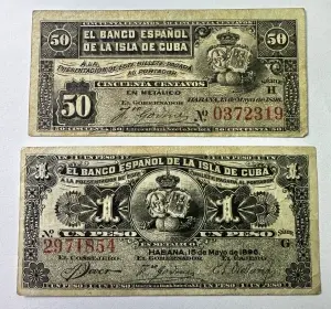 CUBA - COLONIE SPANIOLA - 50 CENTAVOS / 1 PESOS 1896
