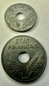 FRANTA - OCUPATIE GERMANA - 10/20 CENTIME 1941 - Img 2