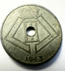 Moneda Belgia - Ocupatie Germana - Leopold III - 25 Centimes 1943 - Img 2
