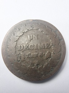 Moneda Franta - Prima Republica - 1 Decime ( anul 8 ) 1799 - Img 2