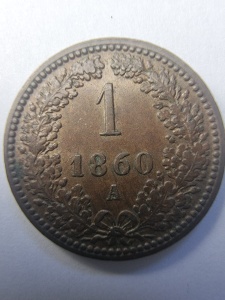 Moneda Imperiul Austriac - Franz Joseph I - 1 Kreuzer 1860 - Img 2