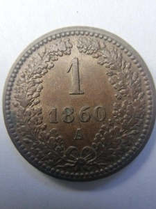 Moneda Imperiul Austriac - Franz Joseph I - 1 Kreuzer 1860 - Img 2