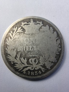 Moneda - Shilling britanic din argint 0.925 – 1834 – William IV - Img 2