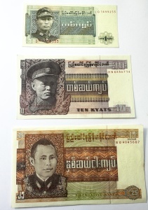 Set Bancnote - Union Of Burma - 1/10/25 Kyats ( 1965-1972 )