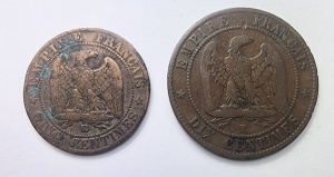 Set Monede - Franta - Napoleon III - 5/10 Centimes 1864 - Img 2