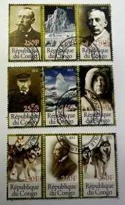 Timbre Republica Congo 2012 – Exploratori Polari și Expediții în Arctica