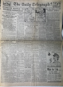 Ziar Istoric - Anglia – The Daily Telegraph, 15 ianuarie 1943 – Al Doilea Război Mondial, Frontul de Est (Asediul Leningradului )