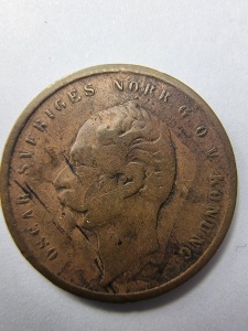 🪙 1 Öre 1858 – Uniunea Suedia-Norvegia, Regele Oscar I - Img 1