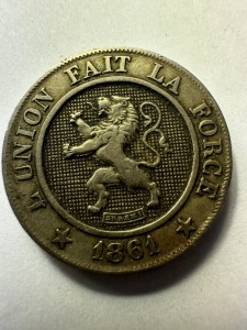 🪙 Belgia – 10 Centimes 1861 – Leopold I - Img 1