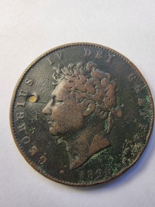 1/2 Penny 1826 - GEORGE IV - Marea Britanie - Img 1