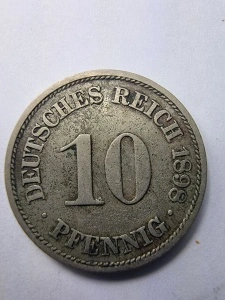 10 Pfennig 1898– Deutsches Reich ( Imperiul German ) – Împărat Wilhelm I
