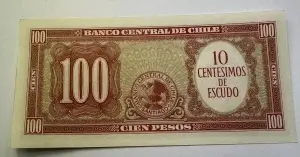 Bancnota - Chile – 100 Pesos (10 Céntimos de Escudo) - Img 2