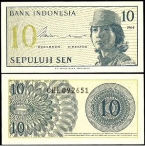 Bancnota - Indonesia 10 Sen 1964