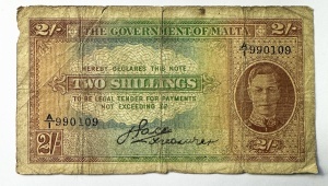 Bancnota Malta - 2 Shillings 1942 - Colonie Britanica - George VI