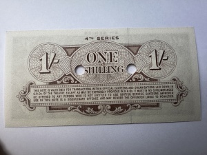 Bancnota Militara - British Armed Forces – 1 Shilling, 4th Series (1948) - Img 2