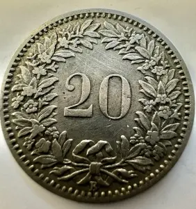 ELVETIA - 20 RAPPEN 1884 - Img 2