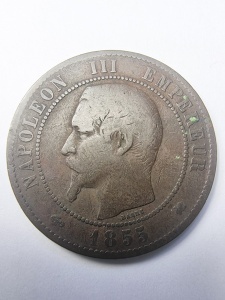 Franta - Napoleon III - 10 Centimes 1855 - Img 1