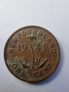 Moneda Coloniala - 1 Cent – Newfoundland – 1941, emisă sub regele George VI.