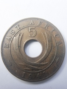 Moneda Coloniala - Africa de Est Britanica - George VI - 5 Cents 1941