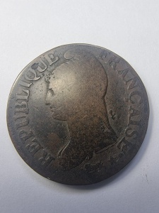 Moneda Franta - Prima Republica - 5 Centimes 1799 ( Anul 8 )