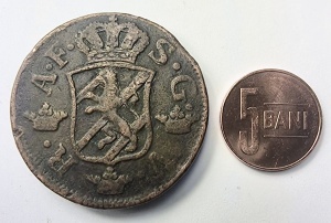 Moneda Mare Suedia - Adolphus Frederick - 2 Ore 1764 - Img 2
