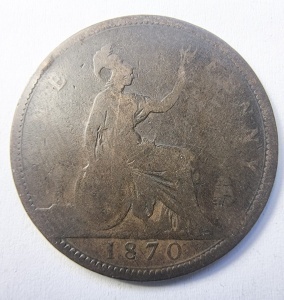 Moneda Regatul Unit - Victoria - 1 Penny 1870 - Img 2