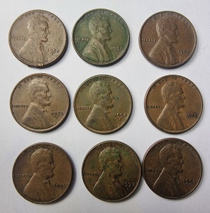 Monede USA - Lot Lincoln Wheat Cent : 1950/1951/1952/1953/1954/1955/1956/1957/1958 - Img 2