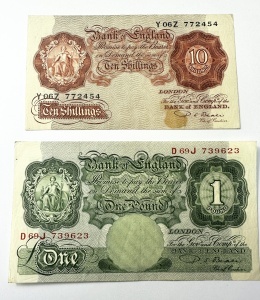 Regatul Unit - Bank Of England - 10 Schillings + 1 Pound 1950 - Img 1