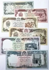 Set Bancnote - Afganistan - 50/100/500/1000/5000/10000 Afgani ( 1979-1990 )