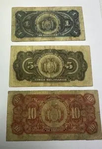 Set Bancnote - Bolivia - 1/5/10 Bolivianos 1928 - Img 2