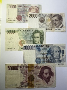 Set Bancnote - Italia - 1000/ 2000/5000/10000/50000 Lire ( 1970-1990 )