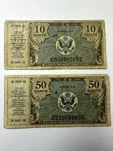 Set Bancnote - Military Payment Certificates - 10/50 Cents 1948 - USA