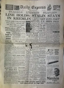 Ziar Istoric - Anglia - Daily Express, ediția de duminică, 12 octombrie 1941 (Nr. 12.917, Londra).
