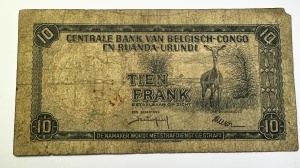 Bancnota Coloniala - Congo Belgian si Ruanda-Urundi - 10 Francs 1958 - Img 2