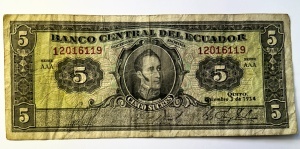 Bancnota Ecuador - 5 Sucres 1954