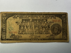 Bancnota rară Filipine WWII – Emergency Currency 1942 - Img 1