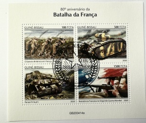 Bloc filatelic – 80 de ani de la Bătălia Franței, Guineea-Bissau, 2020, 4 timbre