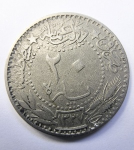 Imperiul Otoman - Sultan Mehmed V - 20 Para 1913 - Img 1