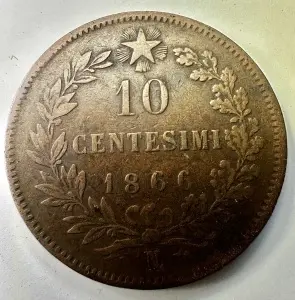 ITALIA - VITTORIO EMANUELE II - 10 CENTESIMI 1866 - Img 2