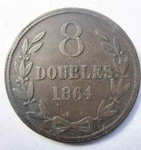Moneda Guernesey - 8 Doubles 1864