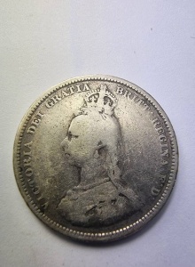 One Shilling 1887 , Victoria , Argint - Img 1