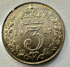 REGATUL UNIT - GEORGE V - 3 PENCE 1917 - ARGINT 0.925 - Img 2
