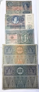 Set Bancnote Austro-Ungaria - 20/50/100/1000/10.000 Korona ( 1902-1918 ) - Img 2