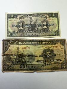 Set Bancnote - Bolivia - 1/5 Bolivianos 1911