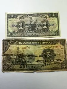 Set Bancnote - Bolivia - 1/5 Bolivianos 1911